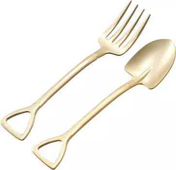 Eve – Mode The Country Story Лопата в форме лопаты, ложка и вилка из нержавеющей стали с позолоченной отделкой, 2 пары eve-mode