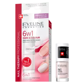 Eveline Cosmetics 6w1 Care&Colour кондиционер для ногтей, придающий французский цвет 6в1, 5 мл
