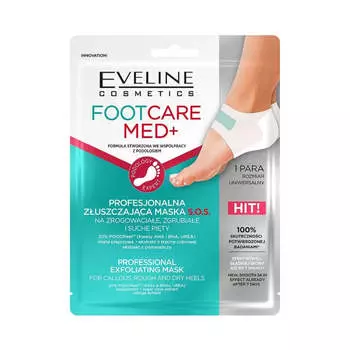 Eveline Cosmetics Foot Care Med+ профессиональная отшелушивающая маска для пяток 1 пара