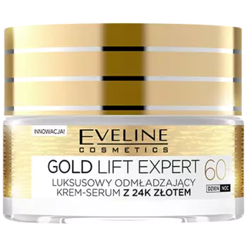 Eveline Cosmetics Gold Lift Expert омолаживающая крем-сыворотка для лица на день и ночь 60+, 50 мл