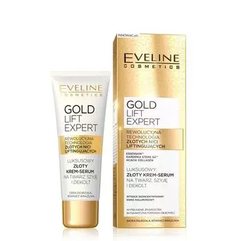 Eveline Cosmetics Gold Lift Expert роскошная золотистая крем-сыворотка для лица, шеи и декольте для зрелой кожи 40мл