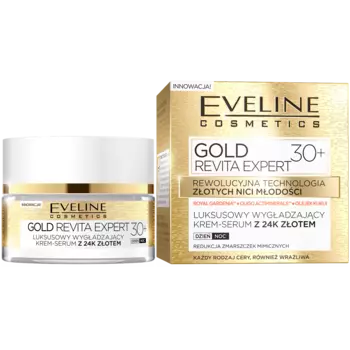 Eveline Cosmetics Gold Revita Expert 30+ роскошная разглаживающая крем-сыворотка с 24-каратным золотом 30+, 50 мл
