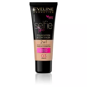 Eveline Cosmetics Selfie Time Foundation & Concealer маскирующий и увлажняющий тональный крем и консилер 03 Ваниль 30мл