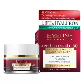 Eveline Cosmetics Super Lifting 4D, Интенсивно лифтинговый крем-концентрат на день 60+, 50мл