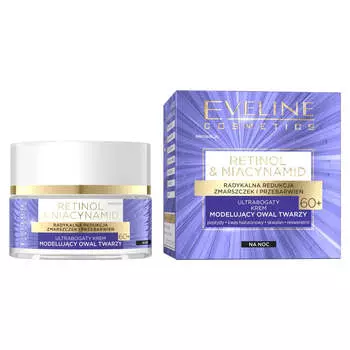 Eveline Cosmetics Ультранасыщенный ночной крем для моделирования овала лица с ретинолом и ниацинамидом 60+ 50мл