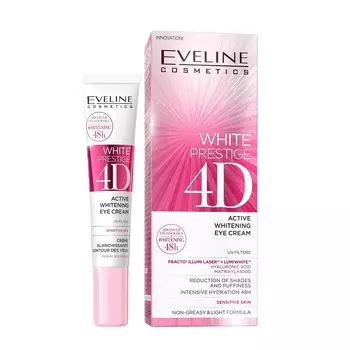 Eveline Cosmetics, White Prestige 4D Whitening Eye Cream, Отбеливающий крем для глаз, 20 мл