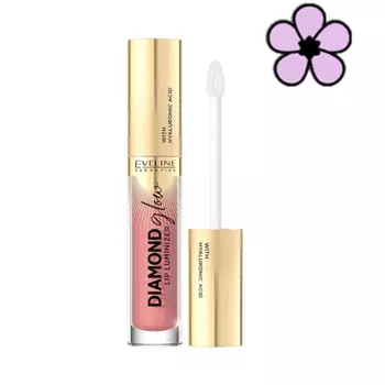 Eveline Diamond Glow Люминайзер для губ с гиалуроновой кислотой 4,5 мл — малиновый сорбет #04, Eveline Cosmetics