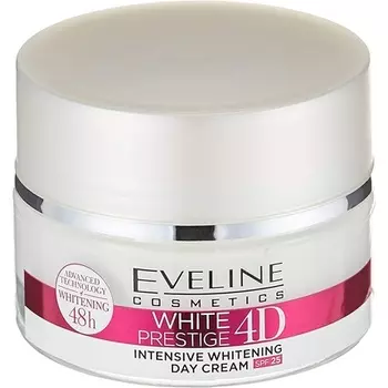 Eveline White Prestige 4D Отбеливающий дневной крем с гиалуроновой кислотой 50мл, Eveline Cosmetics