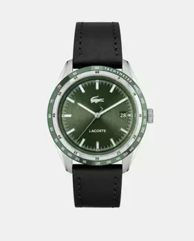 Everett 2011292 черные кожаные мужские часы Lacoste, черный