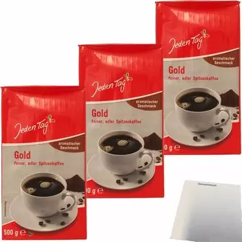 Everyday Coffee Gold благородный верхний кофейный молотый ароматный вкус упаковка 3 шт. (3 упаковки по 500 г) + блок usy