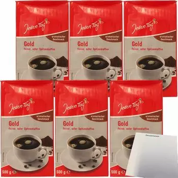 Everyday Coffee Gold благородный верхний кофейный молотый ароматный вкус упаковка 6 шт. (6 упаковок по 500 г) + блок usy