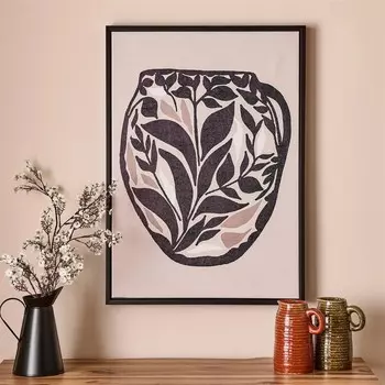 Evidea Deco Leaf в вазе с росписью - Черный - 50x70 см