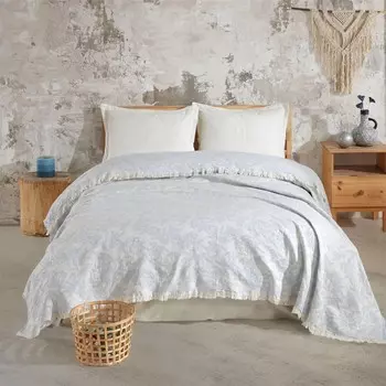 Evidea Мягкое двуспальное покрывало с цветочным узором - Синий - 225x250 см