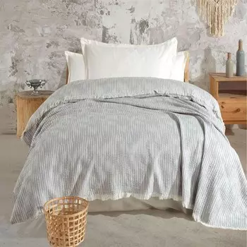 Evidea Мягкое односпальное покрывало в полоску - Серый - 160x225 см