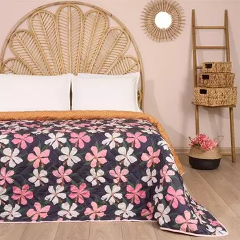 Evidea Soft Contemporary двуспальное покрывало с цветочным принтом - Желтый - 200x220 см