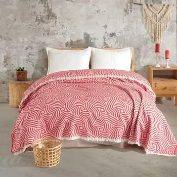 Evidea Soft Двуспальное покрывало с геометрическим рисунком - Красный - 225x250 см