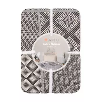 Evidea Soft Patchwork Односпальное покрывало - Антрацит - 150x200 см