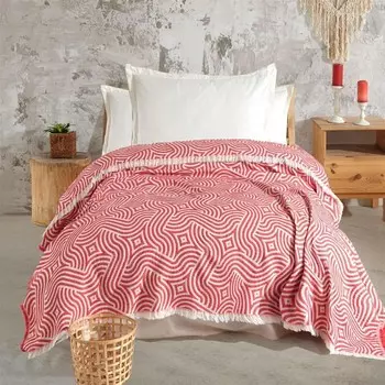 Evideoa Мягкое односпальное покрывало с геометрическим рисунком - Красный - 160x225 см Evidea