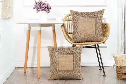 Evila Originals, 08863A — Белый, чехол на подушку, бежевый, 90 % ПОЛИПРОПИЛЕН / 10 % ПОЛИЭСТЕР, 45 x 45 см