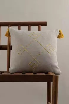 Evila Originals, Almoha — Горчичный чехол на подушку, горчичный, 50 % ПОЛИЭСТЕР / 50 % ХЛОПОК, 43 x 43 см