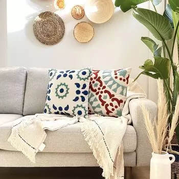 Evila Originals, Anatolia- JYN1154, Морской,Синий,Серый, подушка, ткань: 20% лен / 80% полиэстер