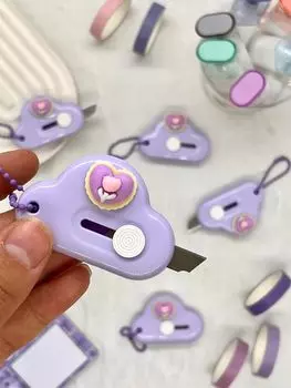 Evila Originals, Kalp Desenli - Purple, нож для ковров, фиолетовый, ПЛАСТИК/СТАЛЬ, 7,2 см