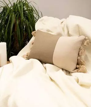 Evila Originals, Nova - Кремовая подушка, кремовый, 50 % ПОЛИЭСТЕР / 50 % ХЛОПОК, 35 х 50 см