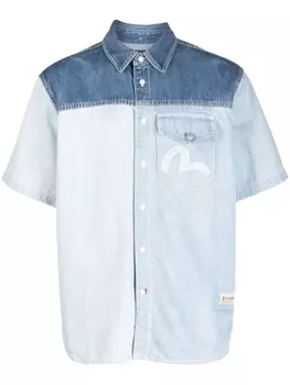 EVISU джинсовая рубашка с вышитым логотипом, синий