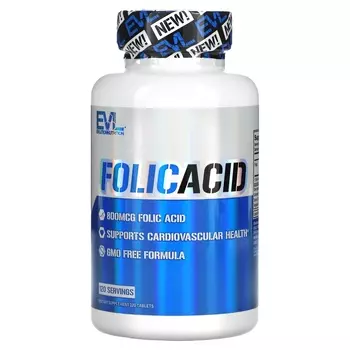 EVLution Nutrition Folic Acid 800 mcg, 120 таблеток