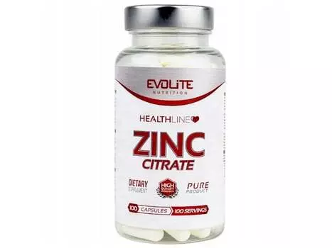Evolite Nutrition, Витамины и минералы, цитрат цинка, 100 капсул.