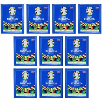 ЕВРО УЕФА Topps 2024 Набор из 60 футбольных наклеек, 10 пакетиков