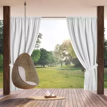 Еврофиранные шторы САД, водонепроницаемые уличные шторы, шторы для патио, белые, 155x240 см, петли на липучке Eurofirany, белый