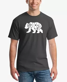 Explore — мужская футболка с рисунком Word Art LA Pop Art, серый