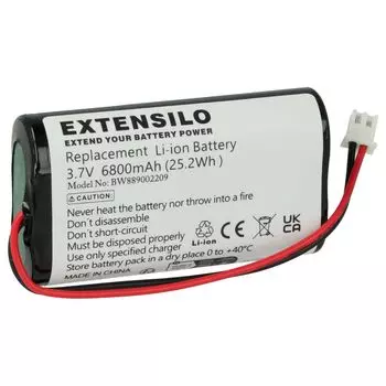 EXTENSILO 1x замена аккумулятора для Zafferano BAT04703706701900 для настольной лампы, прикроватной лампы (6800 мАч, 3,7 В, Li-ion)