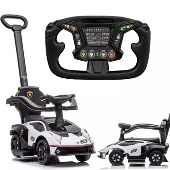 Ездовой автомобиль с толкачом Lamborghini Essenza SCV12 белый Sun Baby