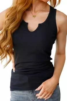 Ежедневная базовая ребристая майка черного цвета One Eleven North