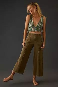 Ежедневная практика от Anthropologie Utility Широкие брюки, цвет olive drab