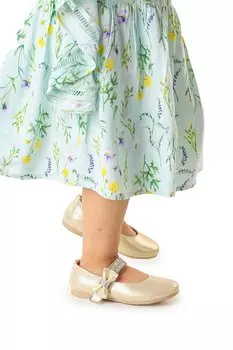 Ежедневные балетки с жемчугом на липучке для девочек 253 Vakko Helmet KKO KDS, золото