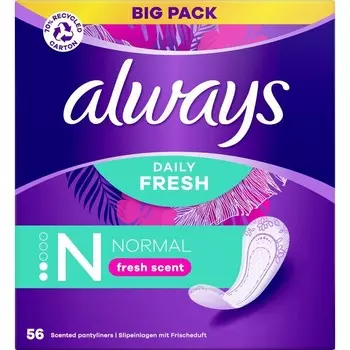 Ежедневные ежедневные прокладки Daily Fresh со свежим ароматом Big Pack Always, 56 шт.