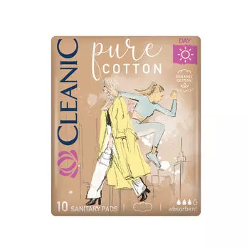 Ежедневные гигиенические прокладки, 10 шт./1 упаковка. Cleanic Pure cotton day