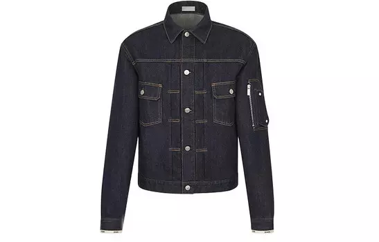 Ежеквартальные новинки Джинсовая куртка мужская синяя Dior, синий