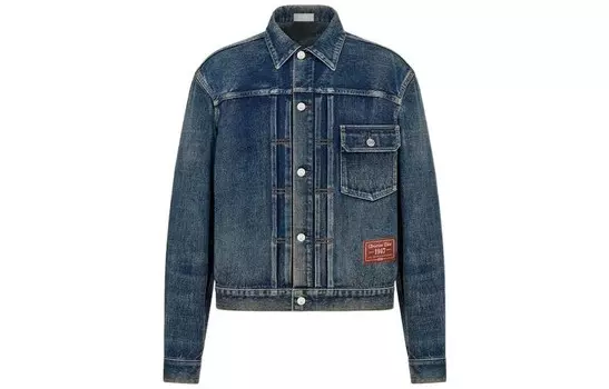 Ежеквартальные новинки Джинсовая куртка мужская синяя Dior, синий
