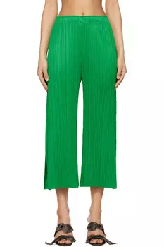 Ежемесячные цвета февральские брюки Pleats Please Issey Miyake, зеленый