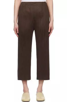 Ежемесячные цвета мартовские брюки Pleats Please Issey Miyake, коричневый