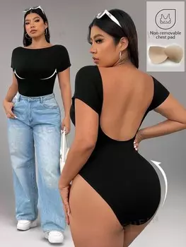 EZwear Больших размеров, черный, вязаный, приятный для кожи, удобный, на каждый день, подходит к любому стилю Повседневная, спортивная Shein, черный