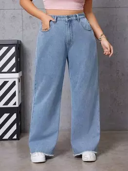 EZwear Джинсы больших размеров для женщин Shein, светло-голубой
