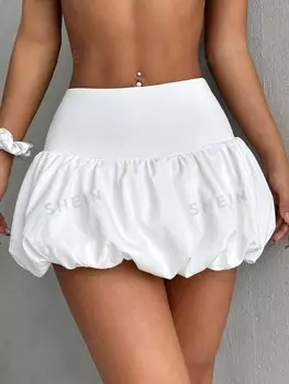 EZwear Короткая юбка, юбка-баллон Shein, белый
