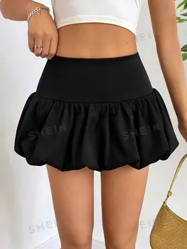 EZwear Короткая юбка, юбка-баллон Shein, черный