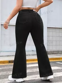 EZwear Plus Джинсы с завышенной талией Shein, черный