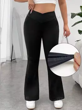 EZwear Plus Укороченные брюки, весенняя одежда Shein, черный